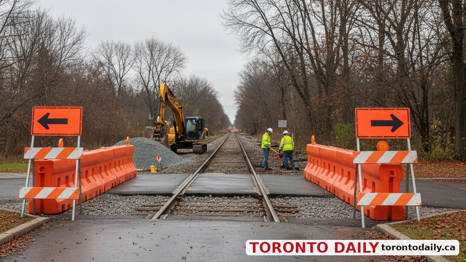 Davis Drive in Newmarket to Close for Metrolinx Rail Work — AI-generated editorial image