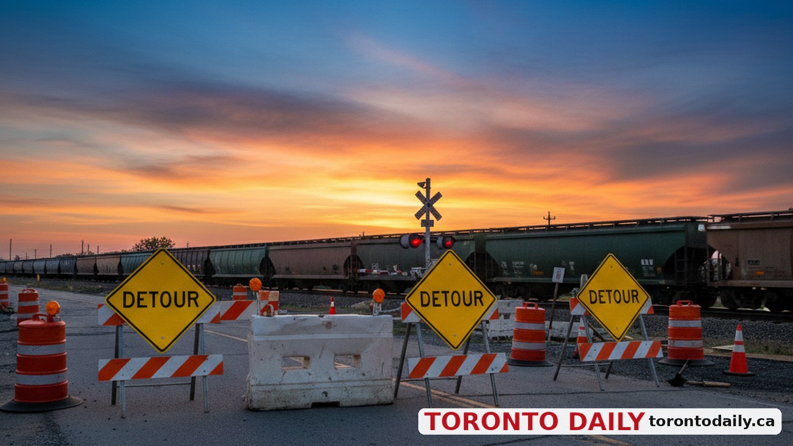 Davis Drive in Newmarket to Close Temporarily for Railway and Sewer Work — AI-generated editorial image