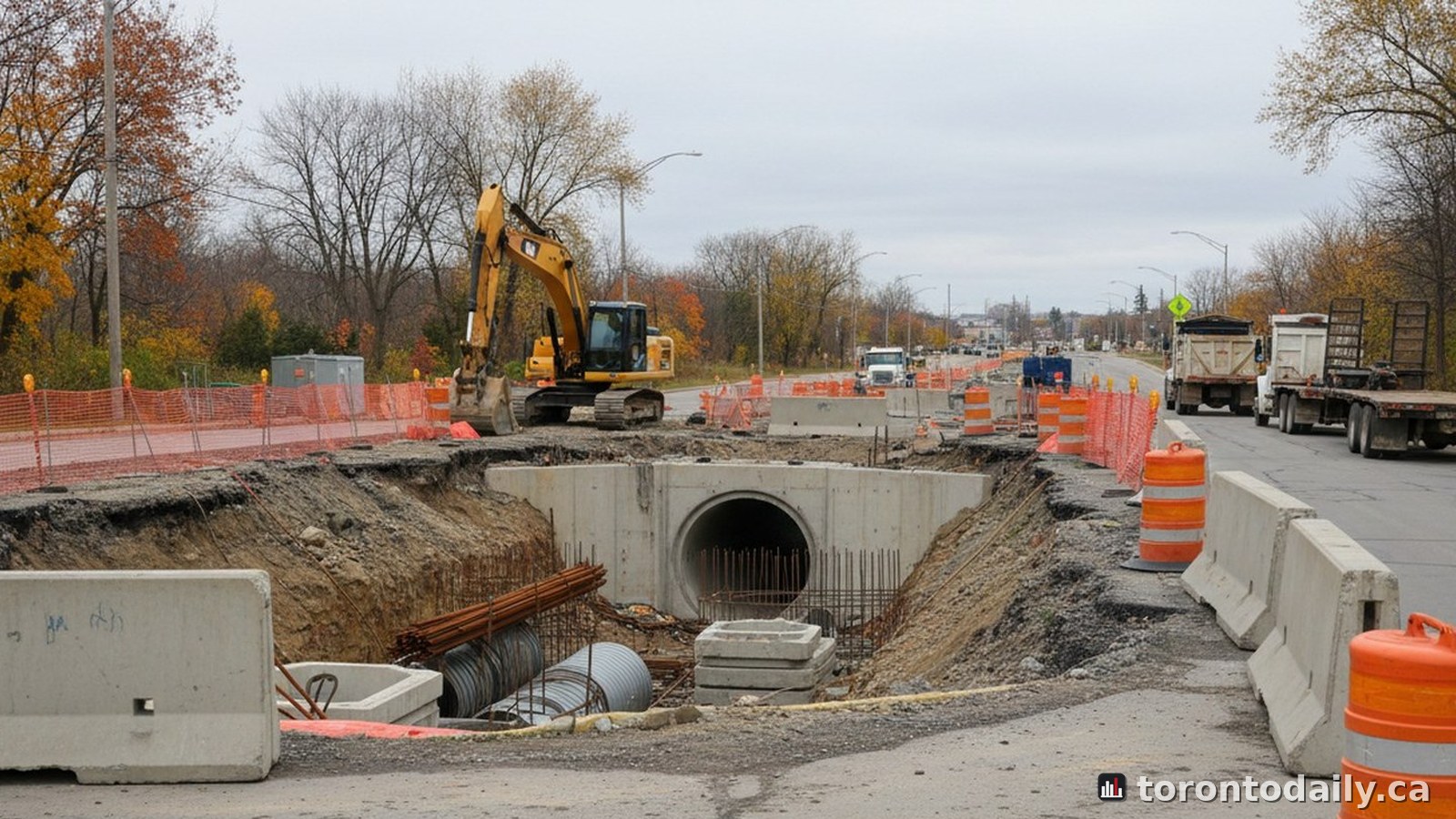 Woodbine Avenue Culvert Work Runs Through December South of Highway 7 — AI-generated photorealistic editorial image