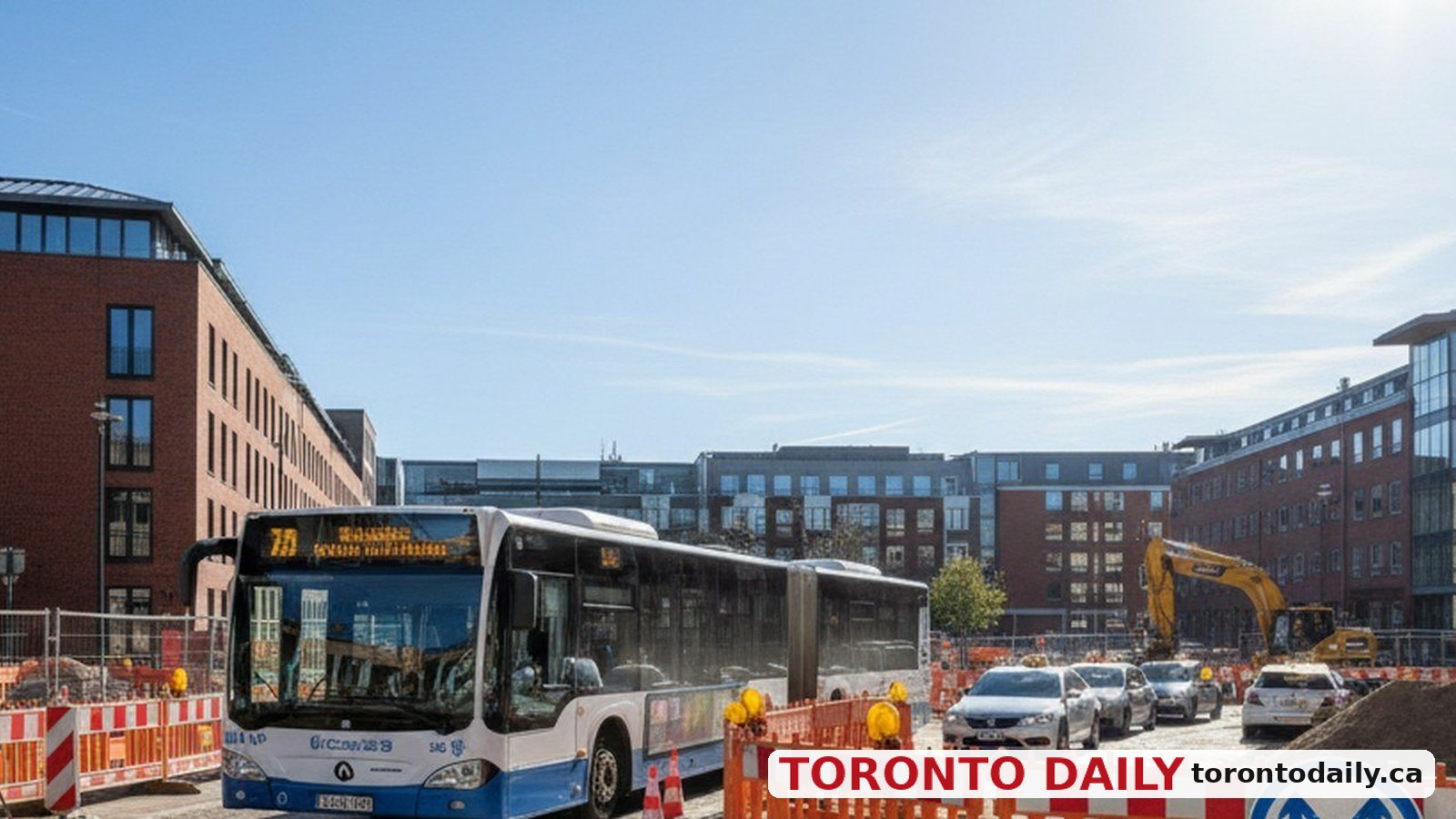 YRT Detours Routes 12, 26, and 360 Due to Construction on Edgeley Boulevard — AI-generated editorial image